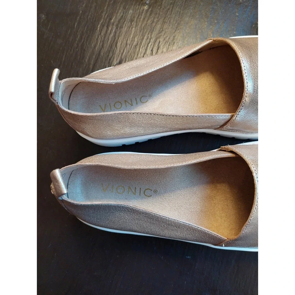 Vionic Wmns Uptown Aline Leather Slip-on Comfort Loafer Champagne 7.5W $145 NEW!
